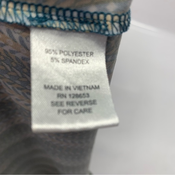 Chelsea Taylor Shift A Line Dress 2X  Geometric Green Ruffle Sleeve Below Knee O - Picture 7 of 9